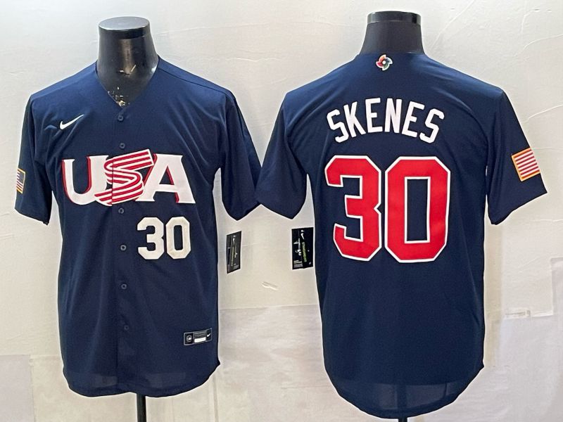Men 2026 World Cub USA #30 Skenes blue Nike MLB Jersey style 05